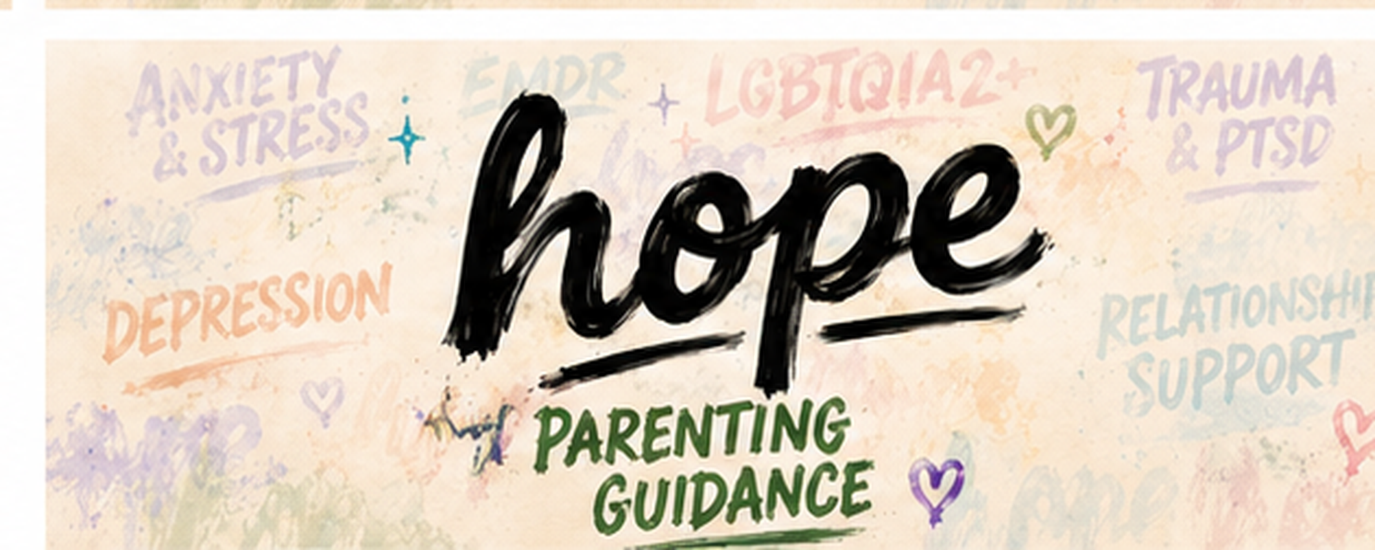 Parenting Guidance therapy banner with Parenting Guidance highlighted in green and other Inspired Hope Therapy services faded in the background